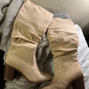 NEW - Knee High Chunky Pointed Toe Boots